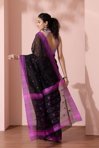 Black Chanderi Woven Pure Silk Cotton Saree thumbnail image number null