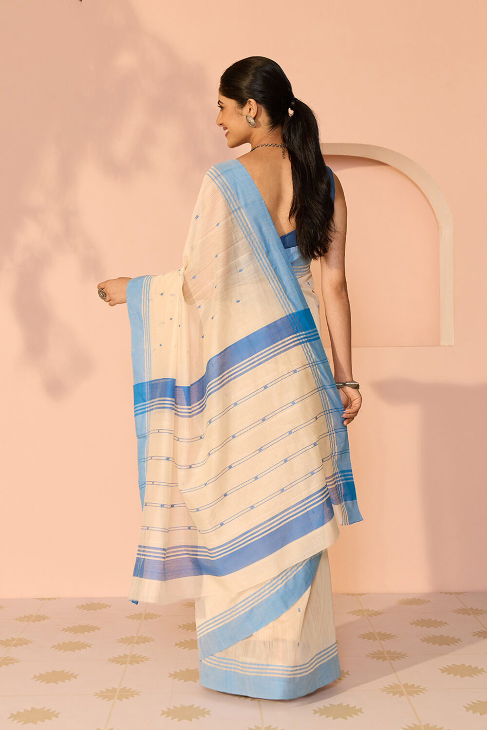 Off White Woven Pure Silk Cotton Chanderi Saree image number null