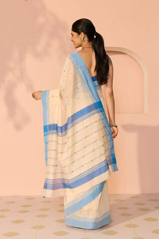 Off White Woven Pure Silk Cotton Chanderi Saree thumbnail image number null