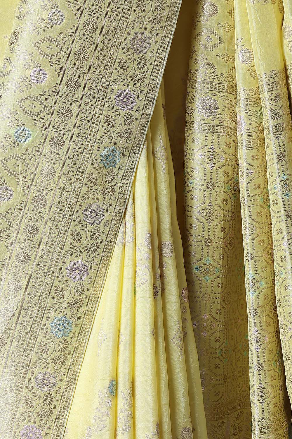 Yellow Viscose Luxe Woven Saree image number null