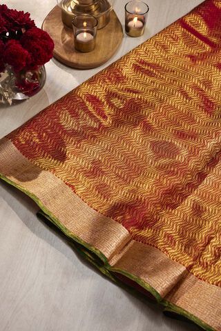 Red Kanjeevaram Tissue Saree image number