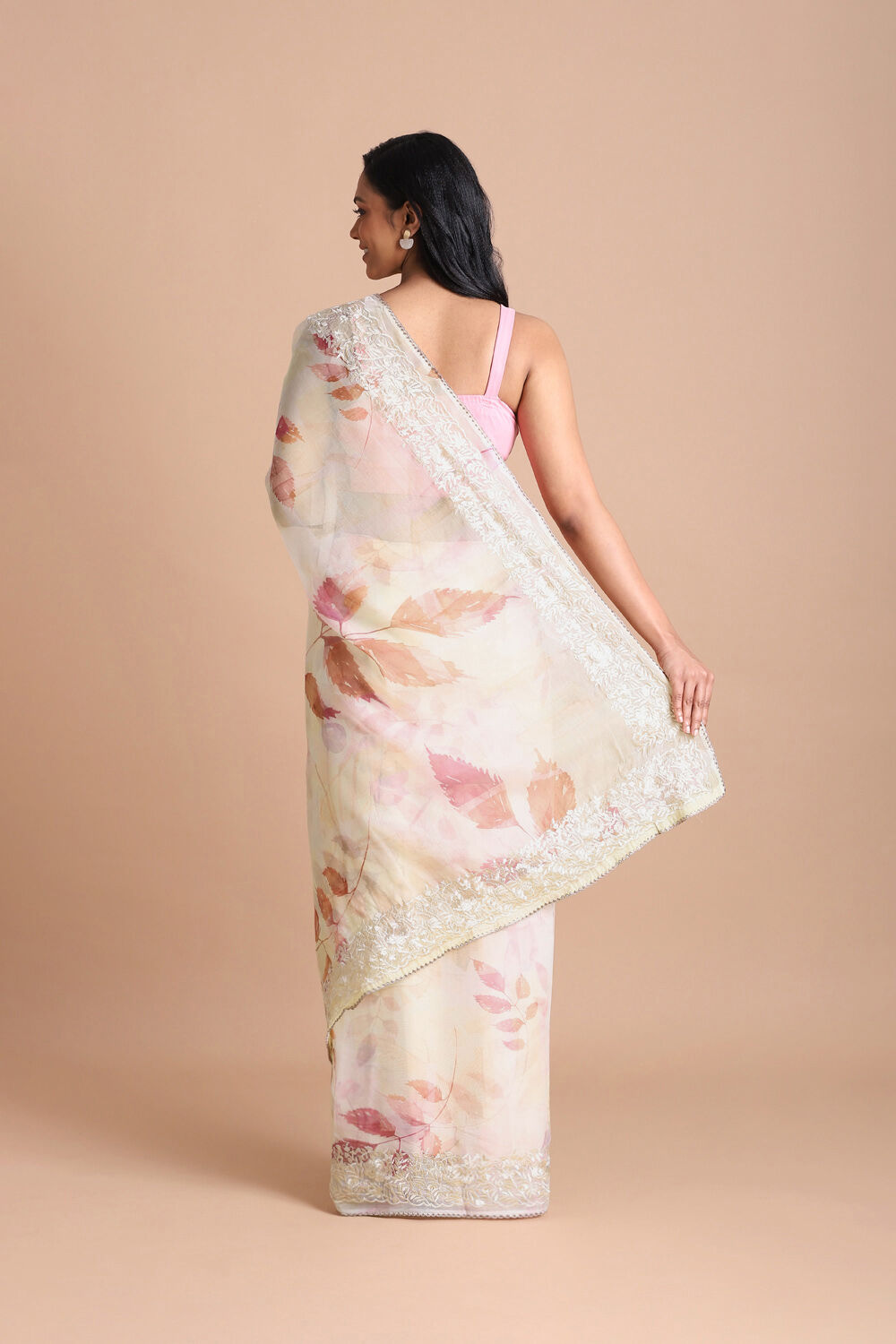 Light Pure Pink Embroidered Saree image number null