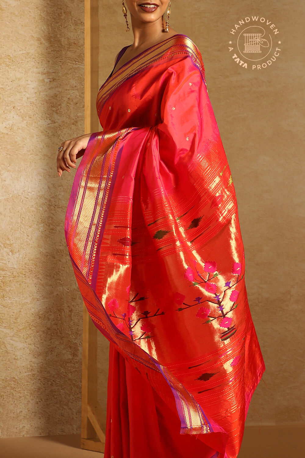 Pink Pure Silk Paithani Saree image number null