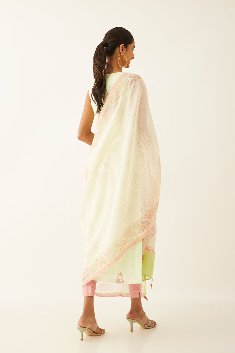 Multicolored Silk Cotton Sanganeri Printed Dupatta image number null