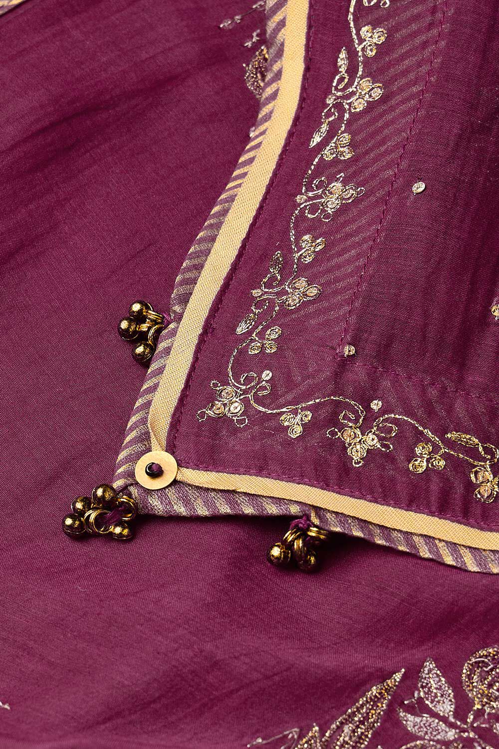 Purple Pure Silk Cotton Embroidered Saree image number null