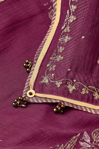 Purple Pure Silk Cotton Embroidered Saree thumbnail image number null