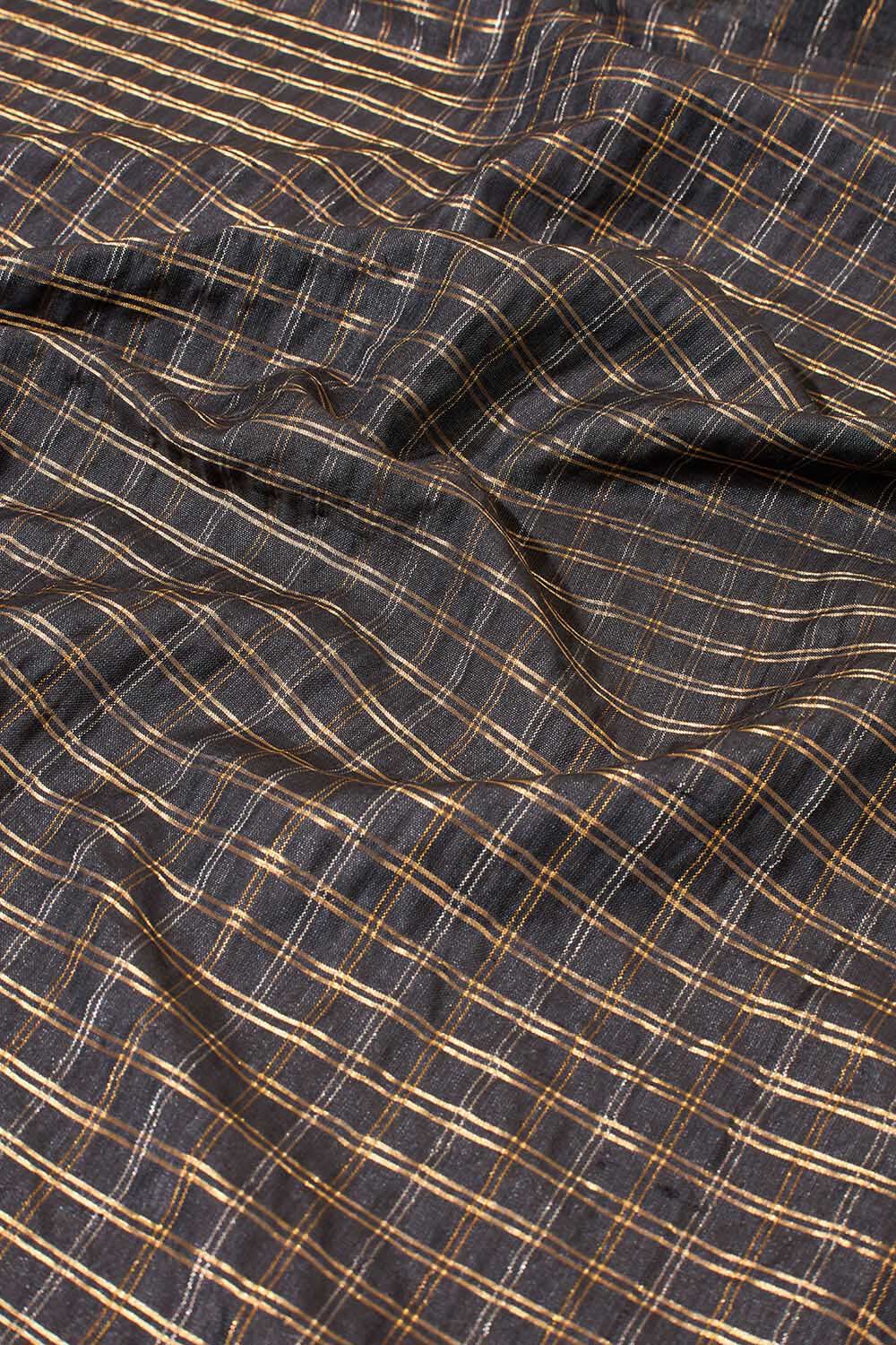 Black Bhagalpur Woven Pure Tussar Silk Saree image number null