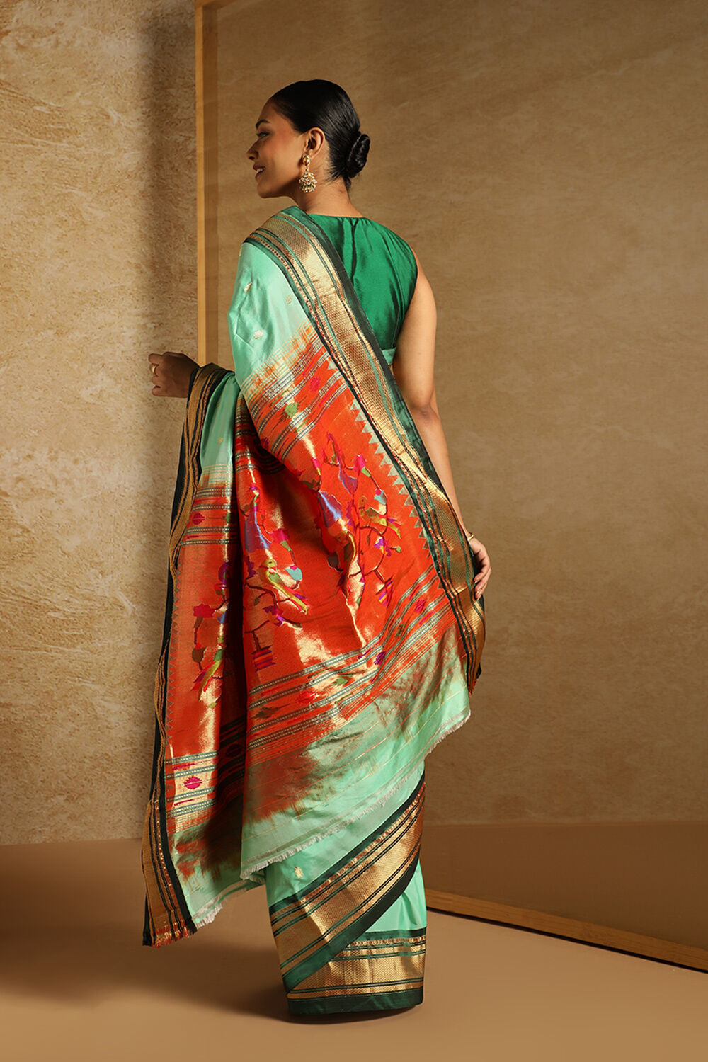 Green Pure Silk Paithani Saree image number null