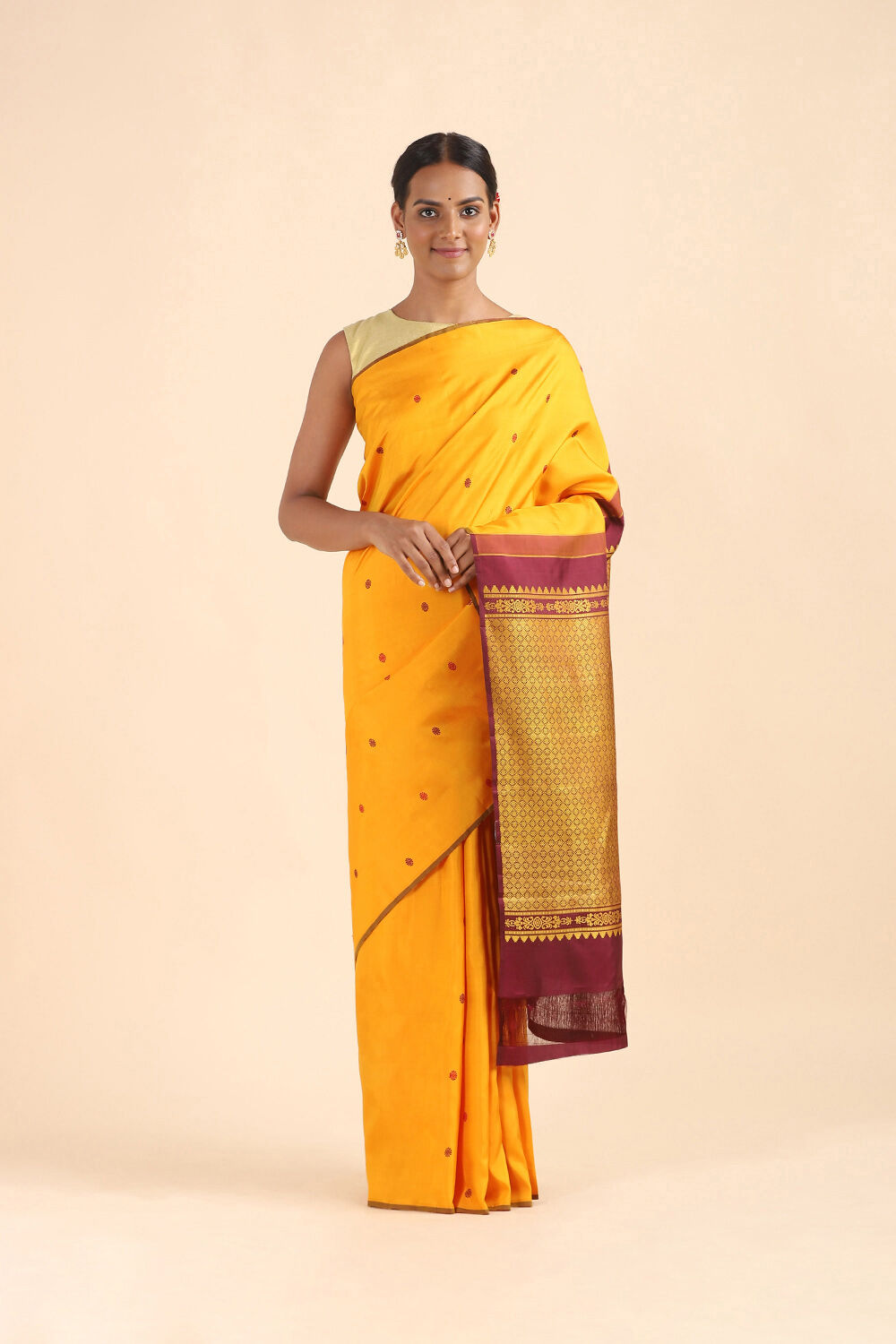 Orange Pure Silk Kanjivaram Saree image number null