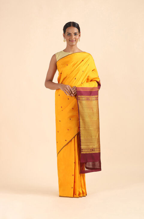 Orange Pure Silk Kanjivaram Saree