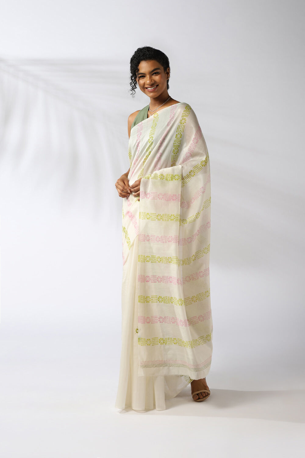 Green Pure Silk Cotton Printed Saree image number null