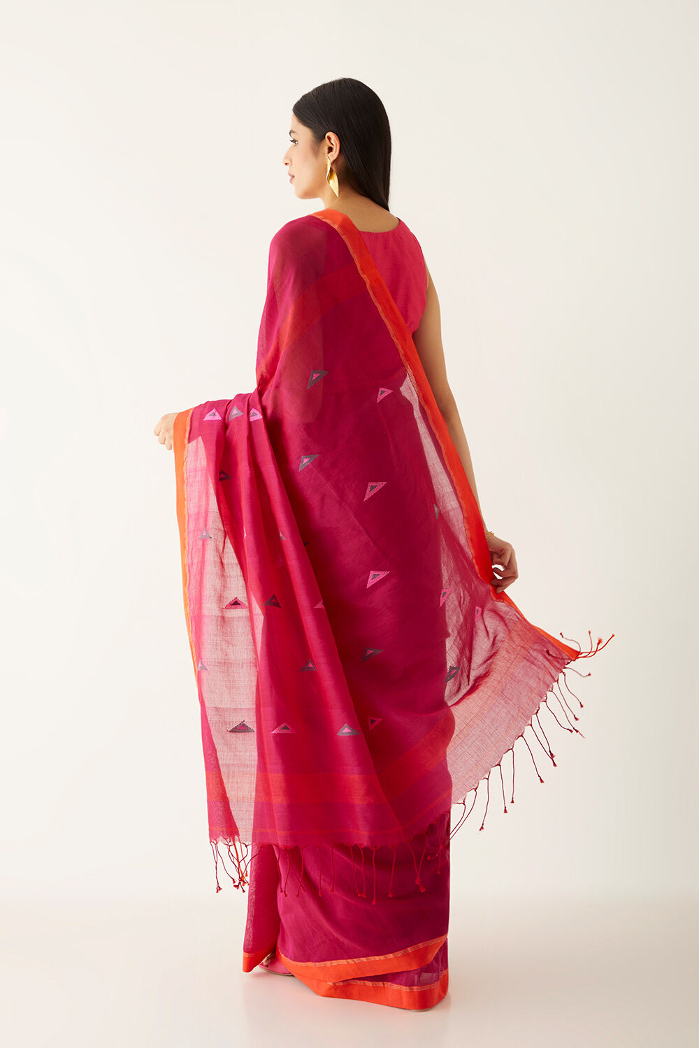 Dark Pink Pure Cotton Bengal Saree image number null