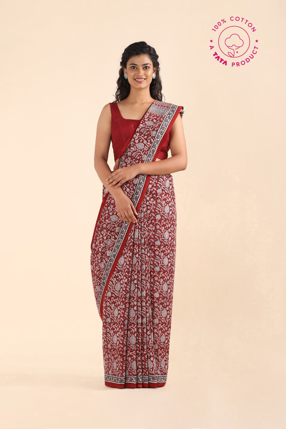 Off Pure White Cotton Bagh Printed image number null