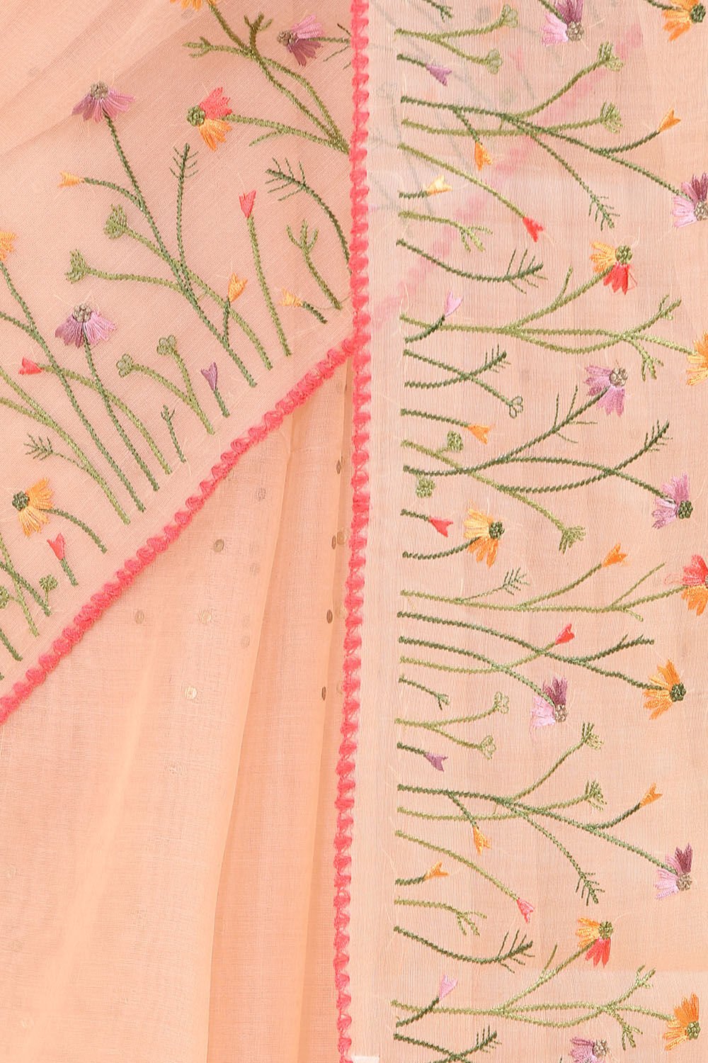 Light Orange Pure Organza Embroidered Saree image number null