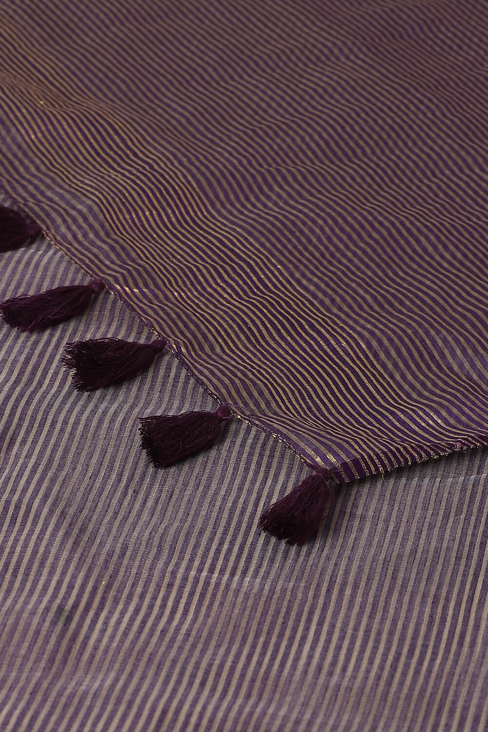 Violet Pure Silk Cotton Embroidered Saree image number null