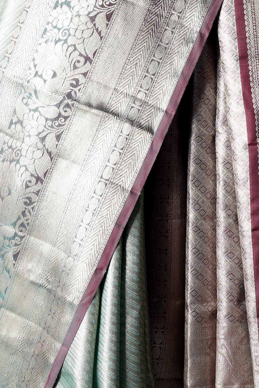 Light Green Pure Silk Tissue Kanjivaram Saree image number null