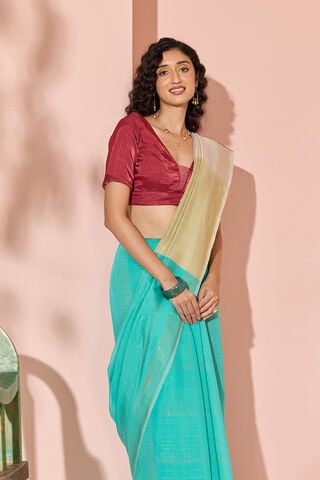 Light Green Woven Silk Viscose Bhagalpur Saree image number