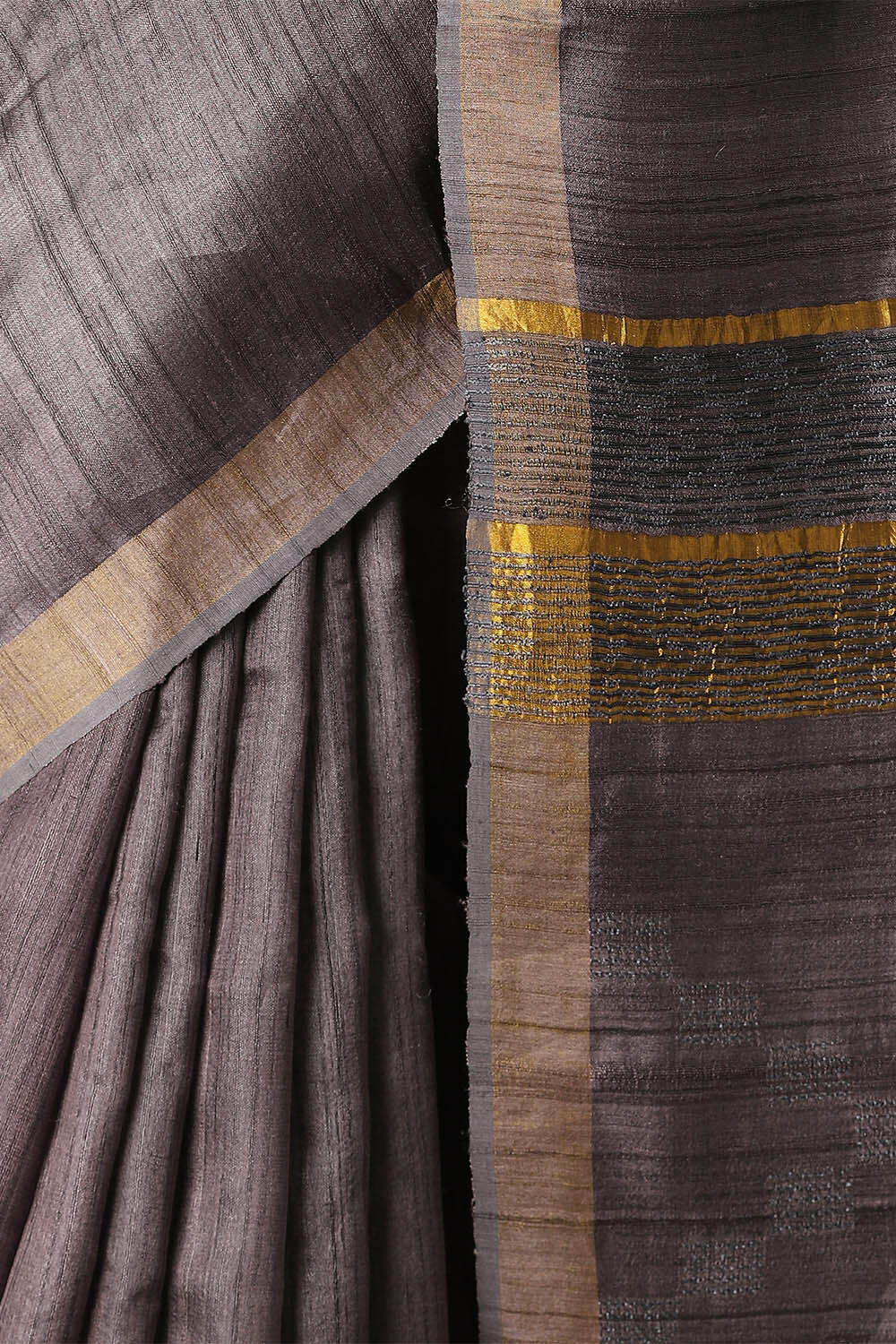 Grey Pure Tussar Silk Bhagalpuri Saree image number null