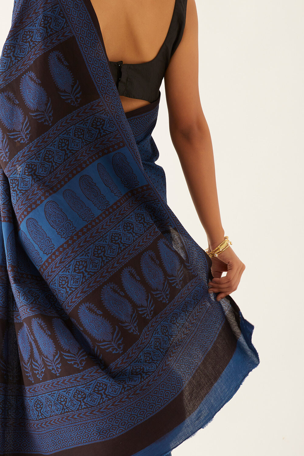 Blue Pure Cotton Bagh Printed Saree image number null