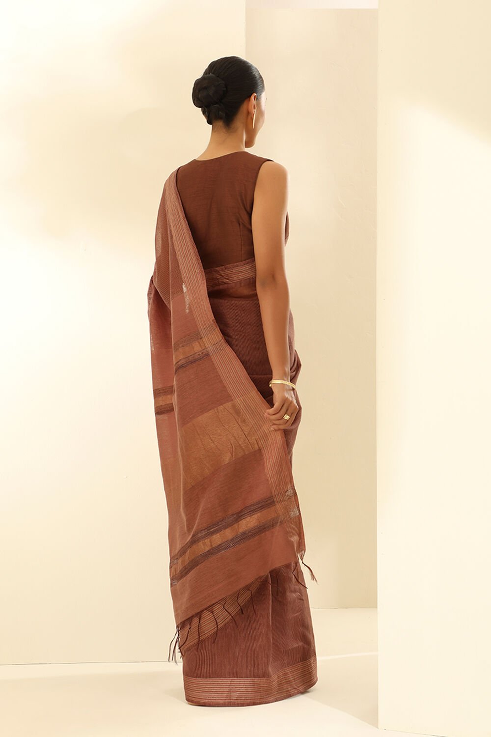 Brown Pure Tussar Silk Woven Bhagalpuri Saree image number null