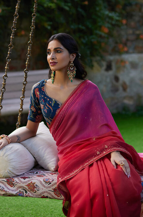 Multicoloured Pure Silk Cotton Embroidery Saree