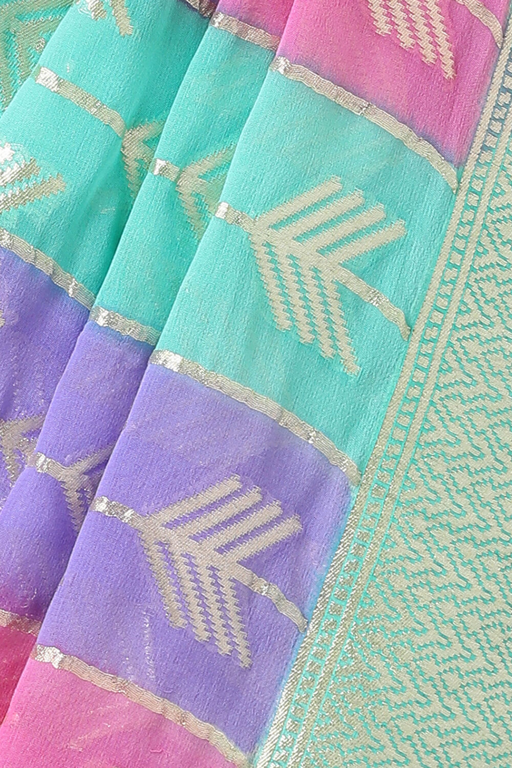 Multicolored Pure Georgette Banarasi Saree image number null
