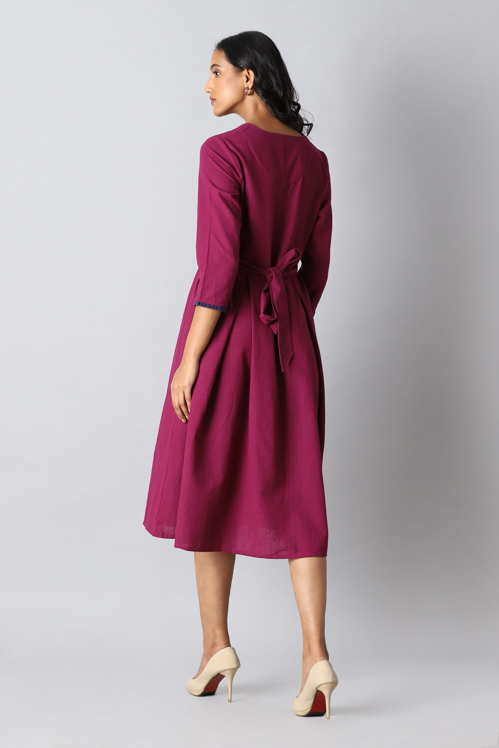 Dark Pink Cotton Applique Kurta image number null