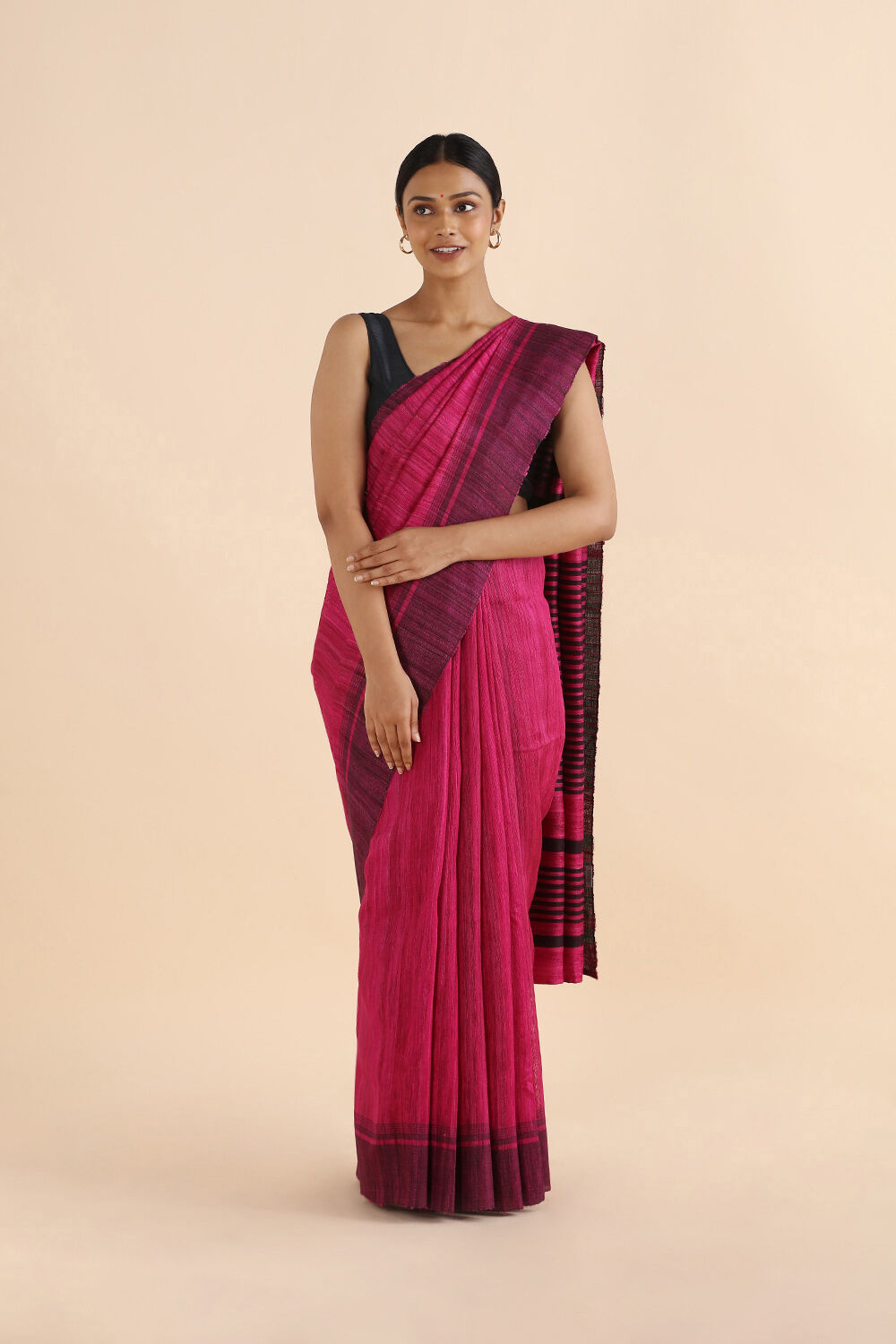 Pink Pure Tussar Bhagalpuri Saree image number null