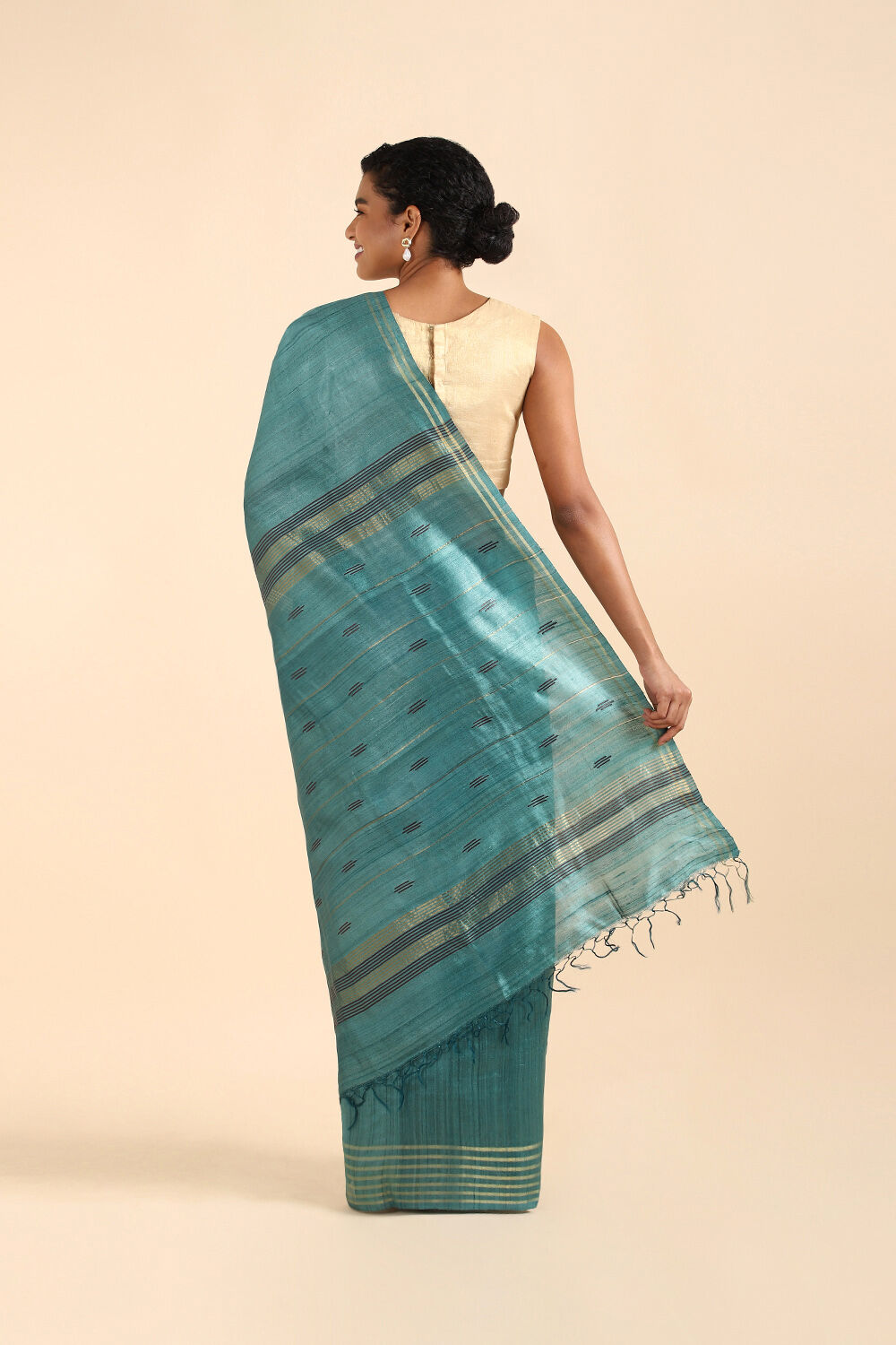 Light Green Pure Tussar Silk Bhagalpuri Saree image number null