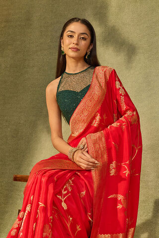 Red Woven Pure Viscose Saree image number