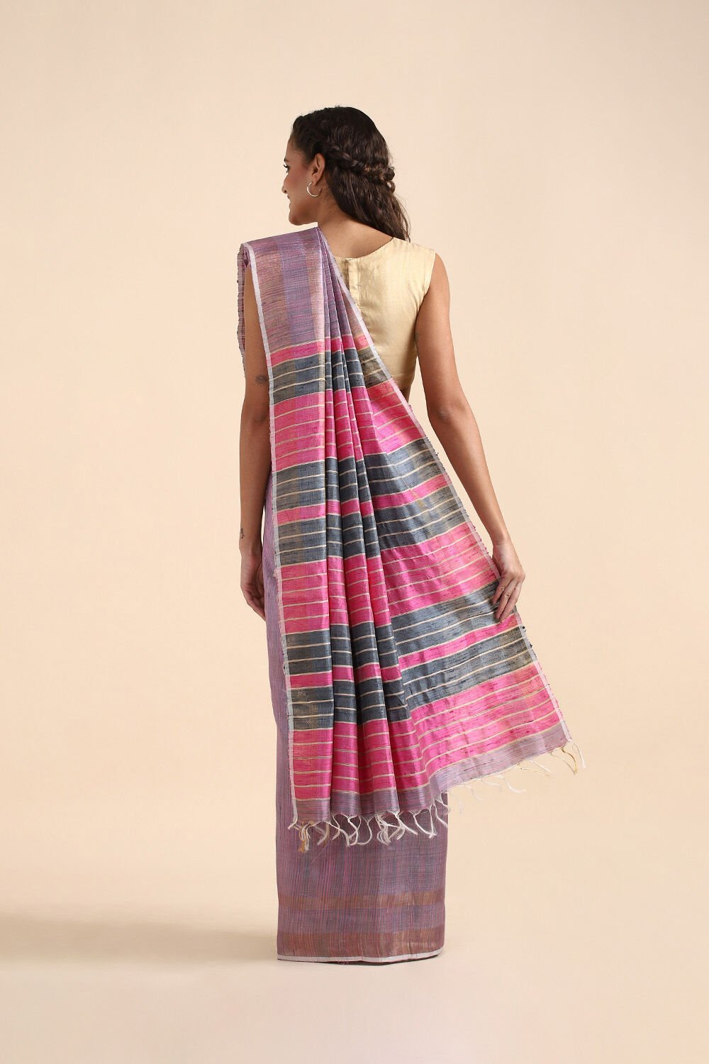 Violet Pure Tussar Silk Bhagalpuri Saree image number null