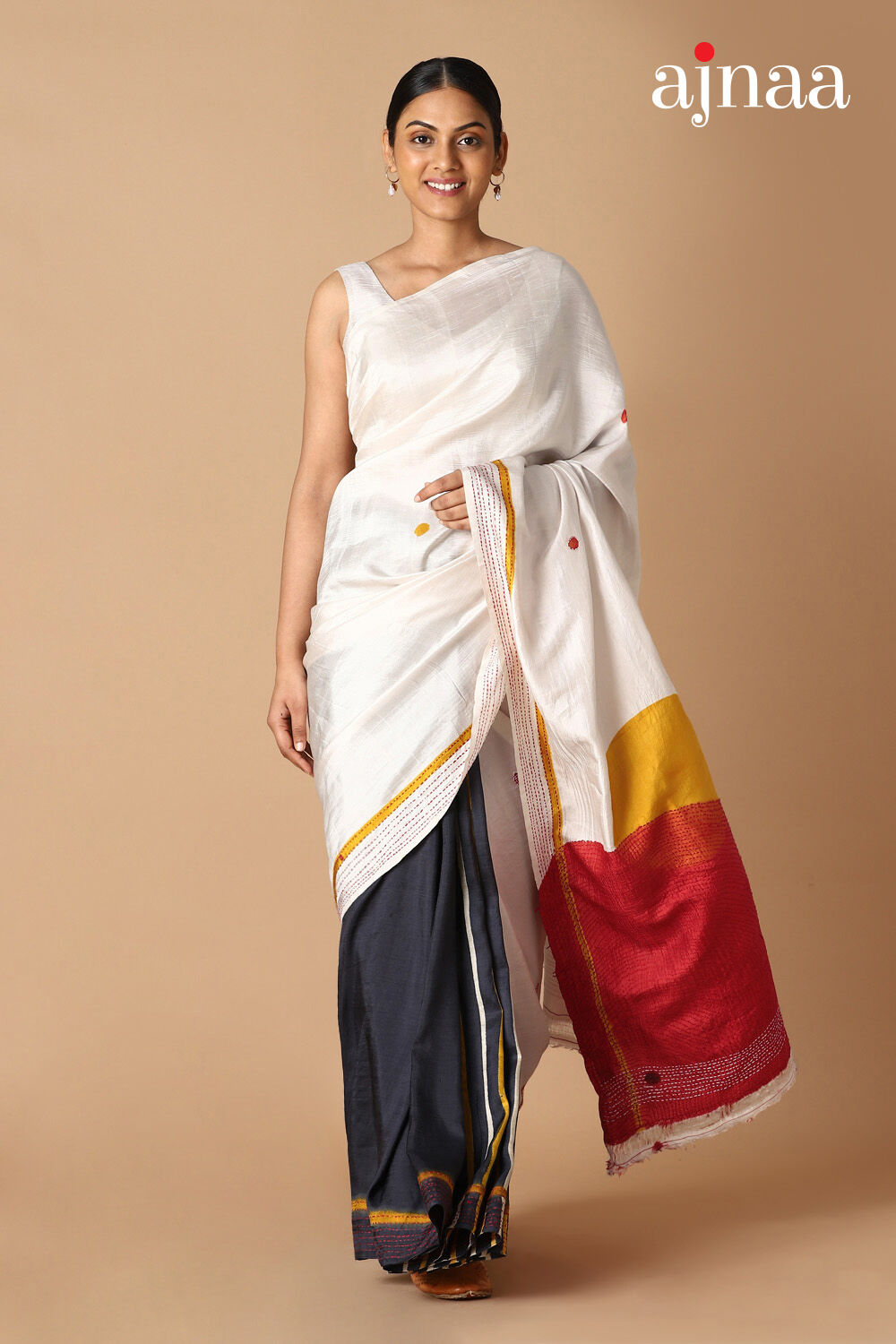 Off Pure White and Grey Silk image number null