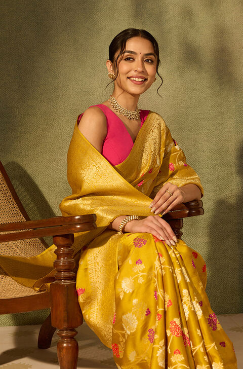 Yellow Pure Viscose Woven Saree
