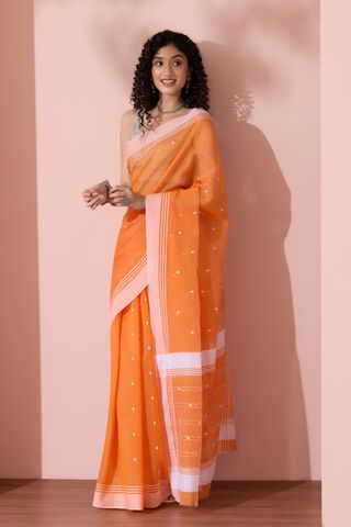 Orange Chanderi Woven Pure Silk Cotton Saree thumbnail image number null
