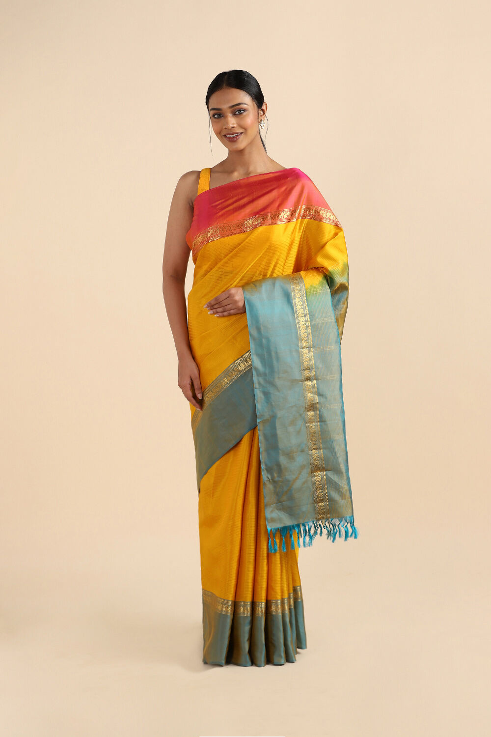 Yellow Pure Soft Silk Saree image number null