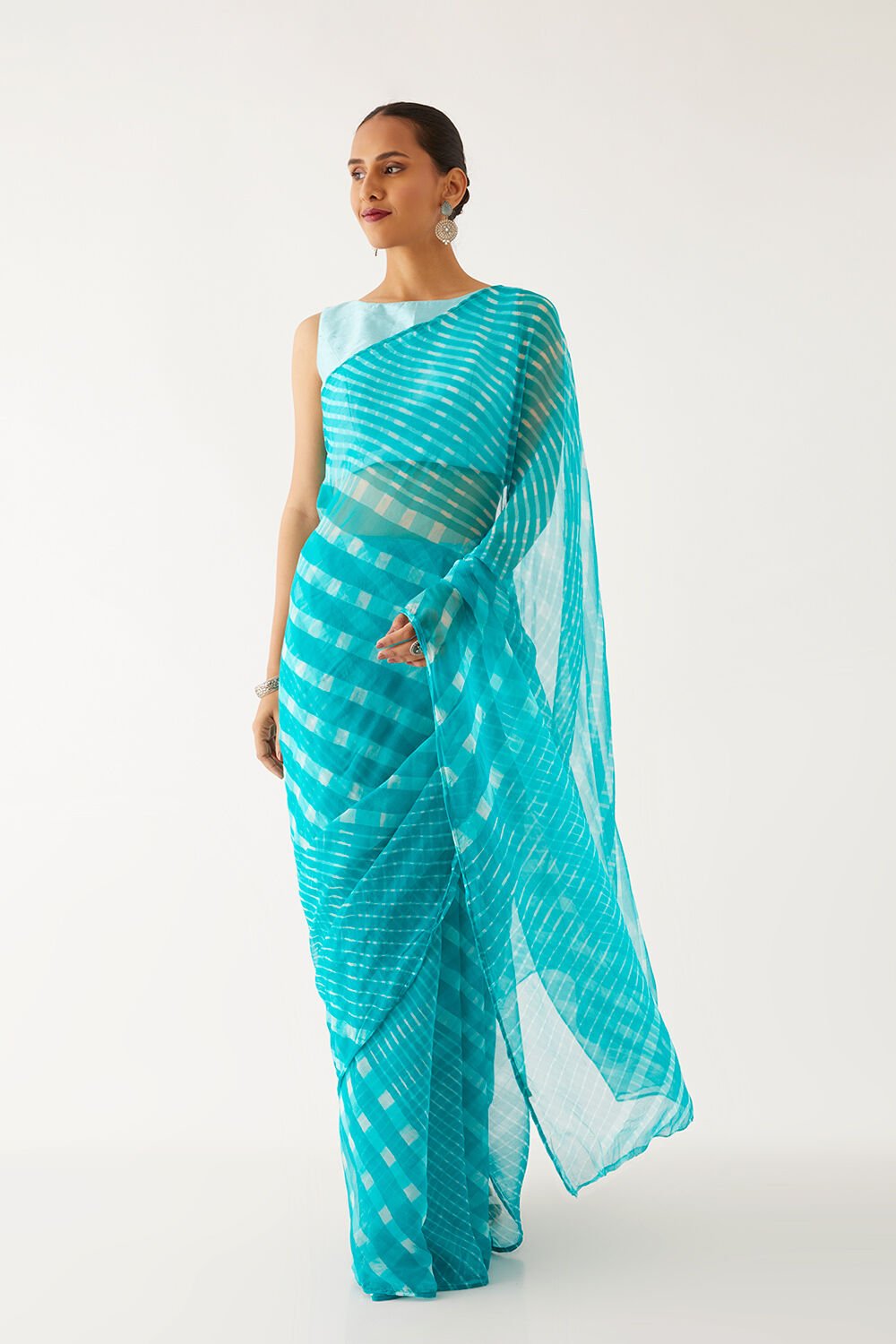 Green Pure Chiffon Leheriya Saree image number null