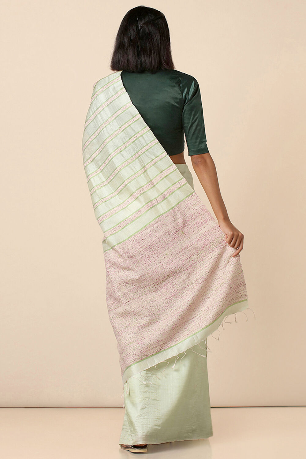 Light Green Pure Tussar Silk Woven Saree image number null