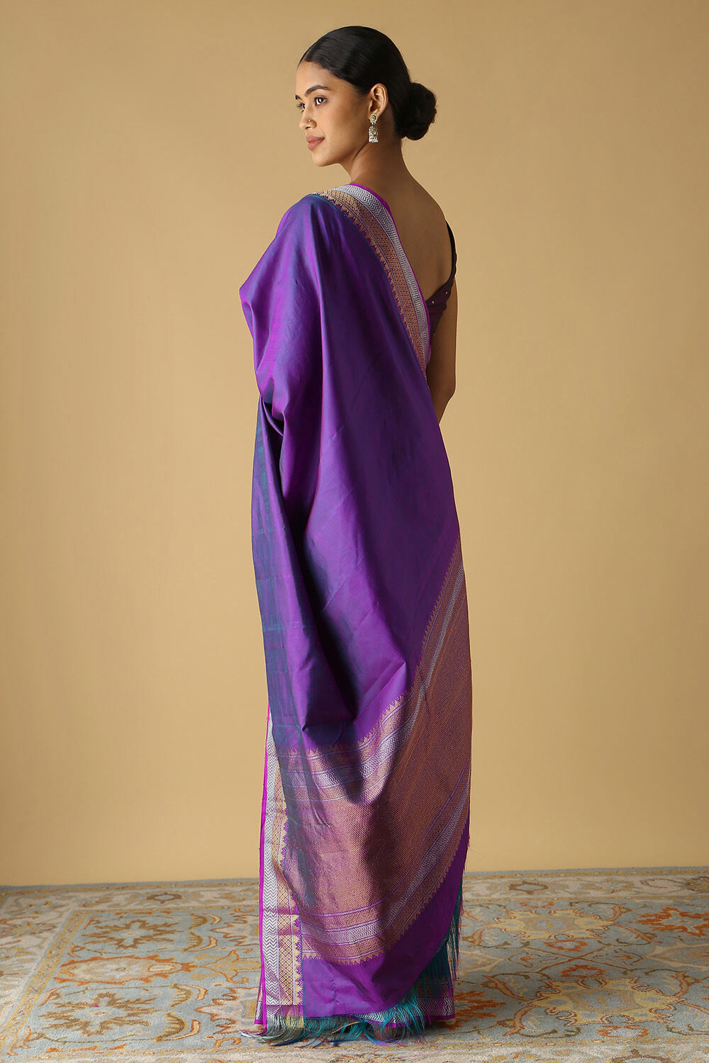 Purple Pure Silk Kanjivaram Saree image number null