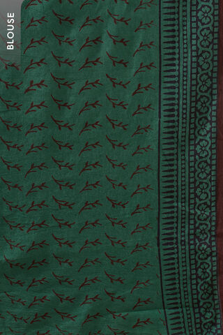 Dark Green Bagh Block Printed Pure Cotton Saree thumbnail image number null