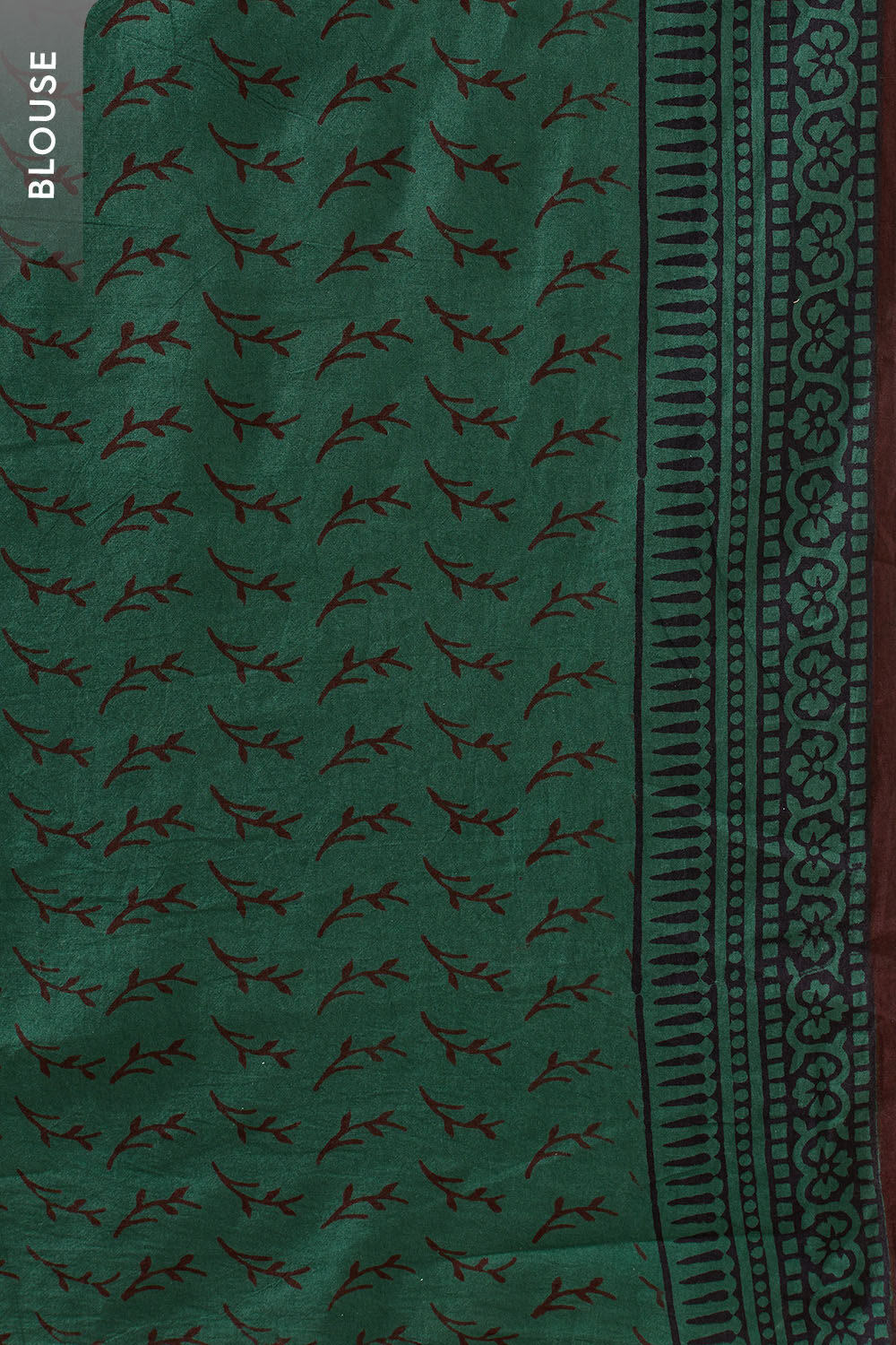 Dark Green Bagh Block Printed Pure Cotton Saree image number null