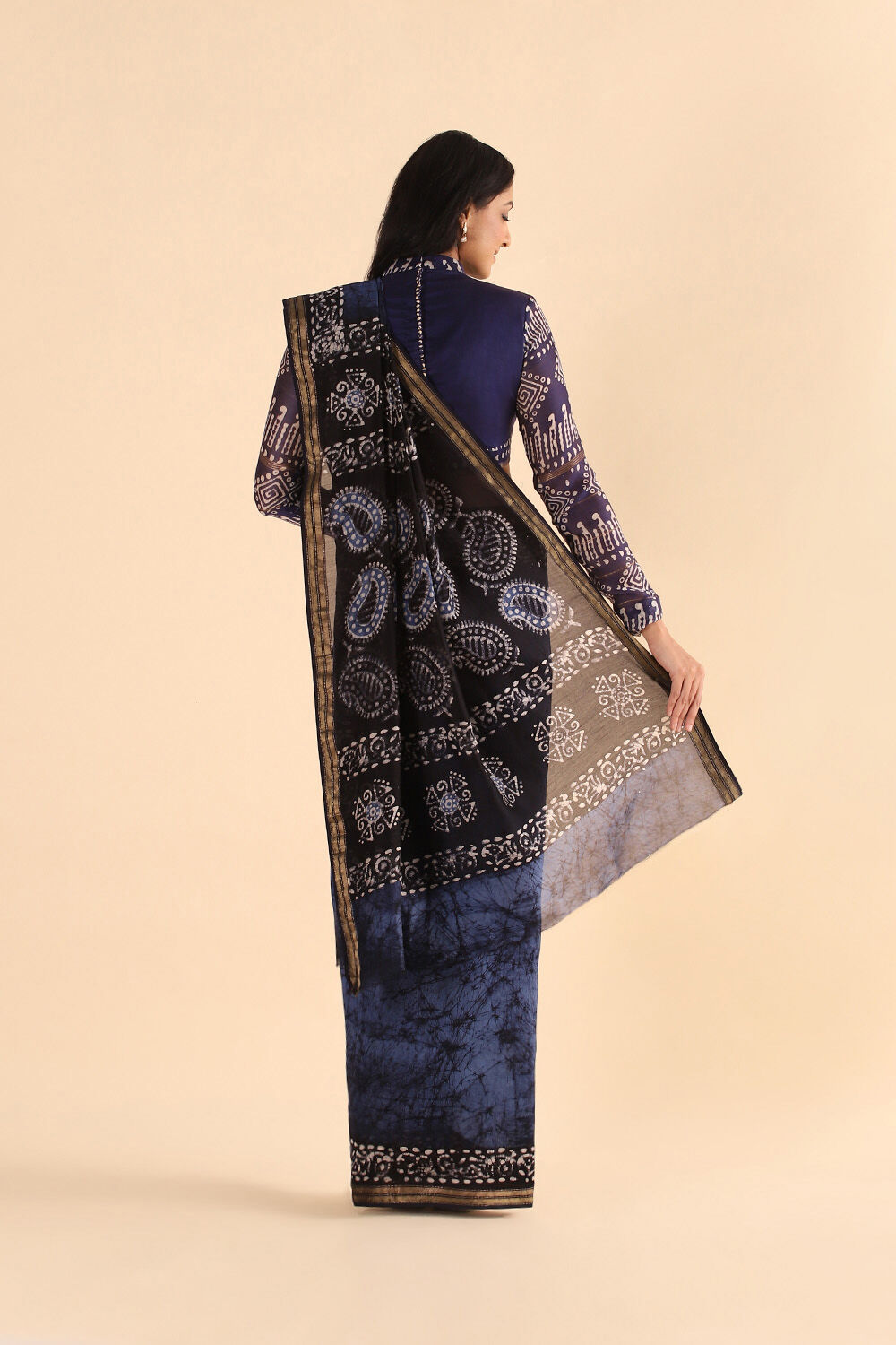 Light Blue Pure Silk Cotton Batik Saree image number null