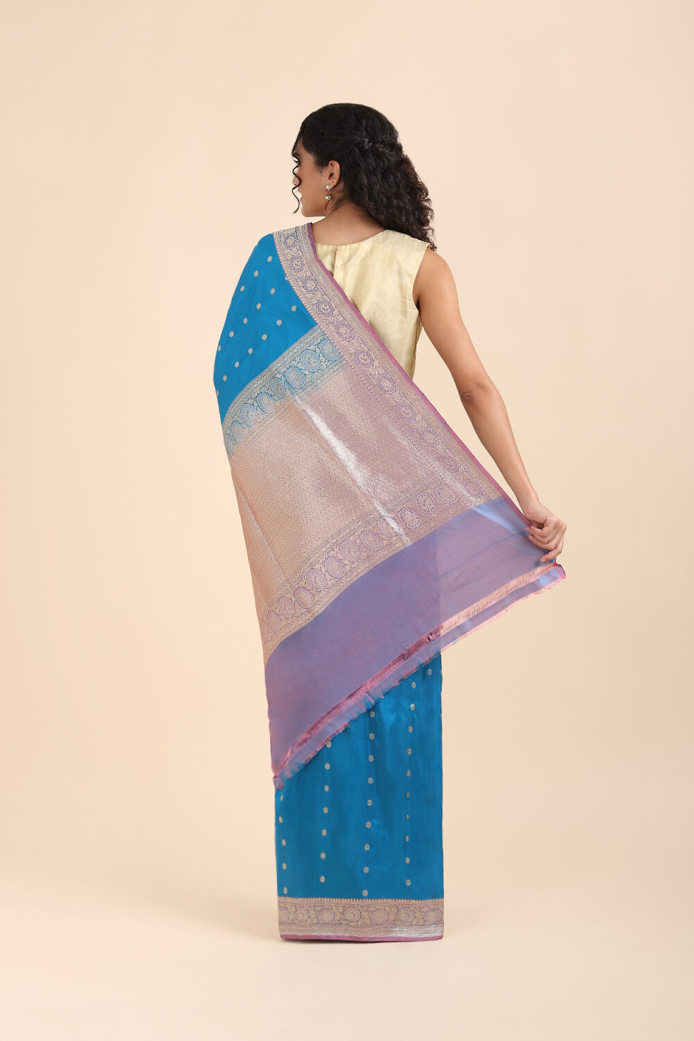 Dark Blue Pure Silk Banarasi Saree image number null