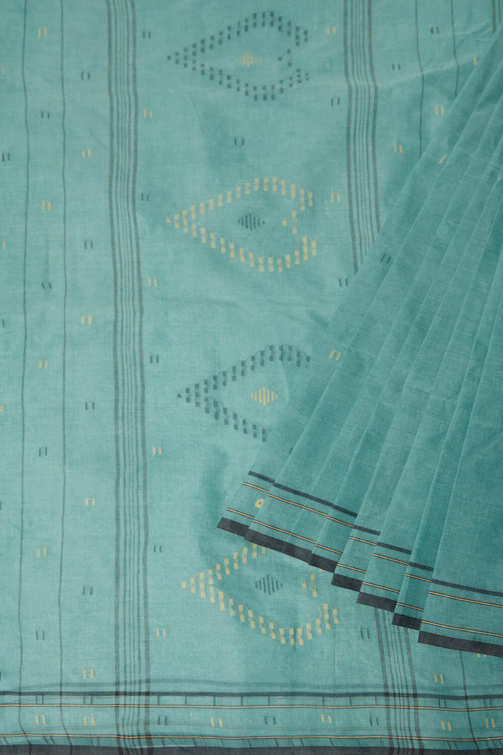 Light Pure Blue Cotton Bengal Saree image number null
