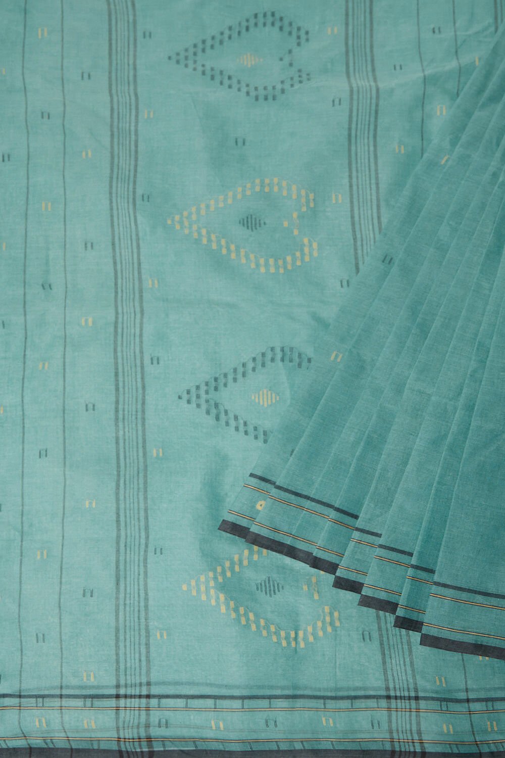 Light Pure Blue Cotton Bengal Saree image number null