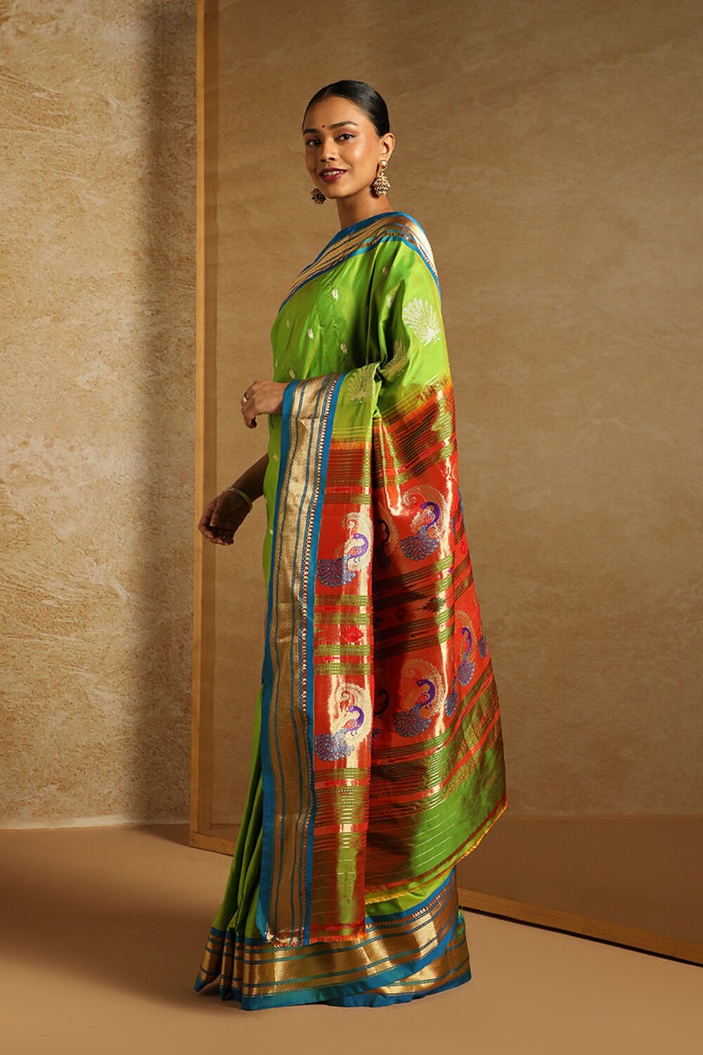 Light Green Pure Silk Paithani Saree image number null