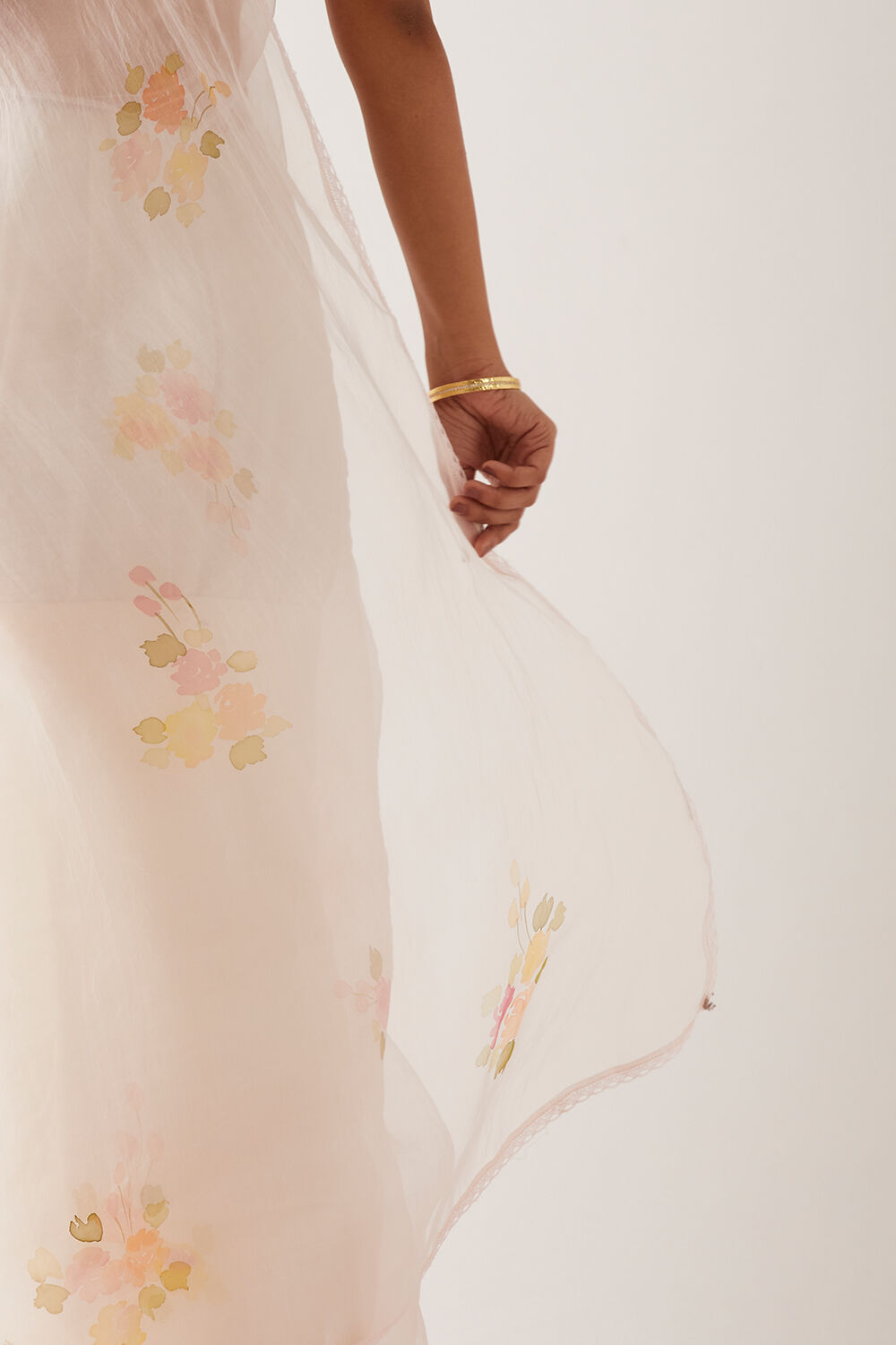Light Pink Pure Organza Painted Saree image number null
