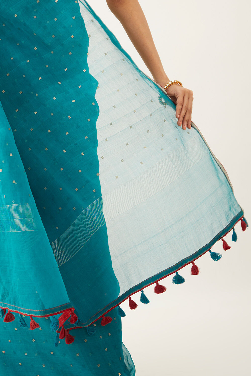 Blue Pure Silk Organza Woven Saree image number null
