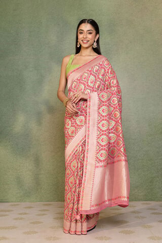 Pink Woven Viscose Georgette Saree thumbnail image number null