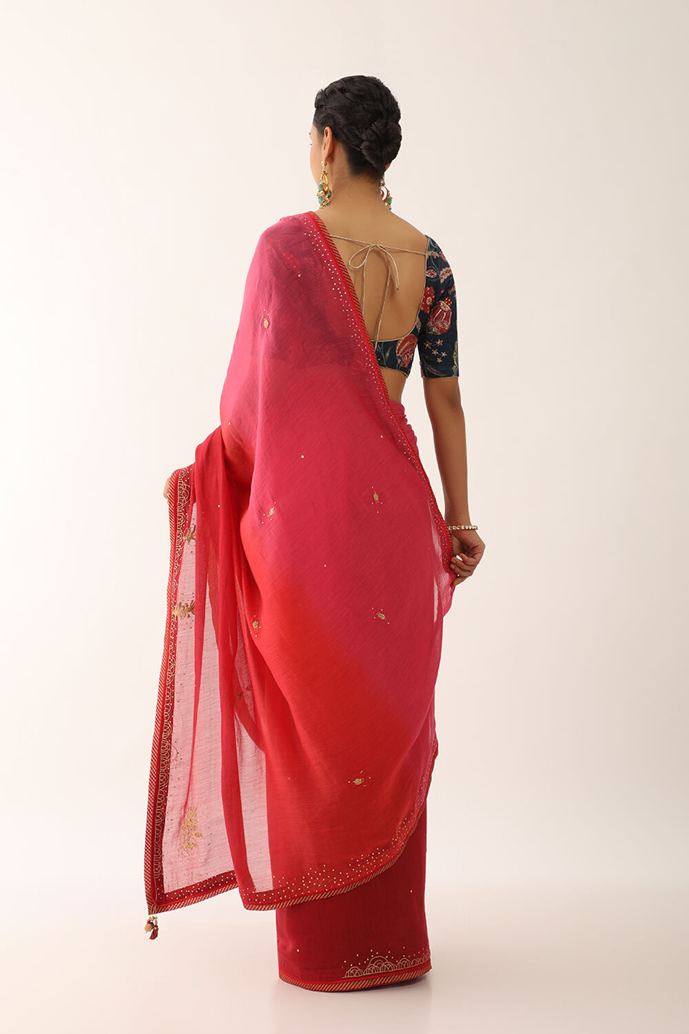 Multicoloured Pure Silk Cotton Embroidery Saree image number null