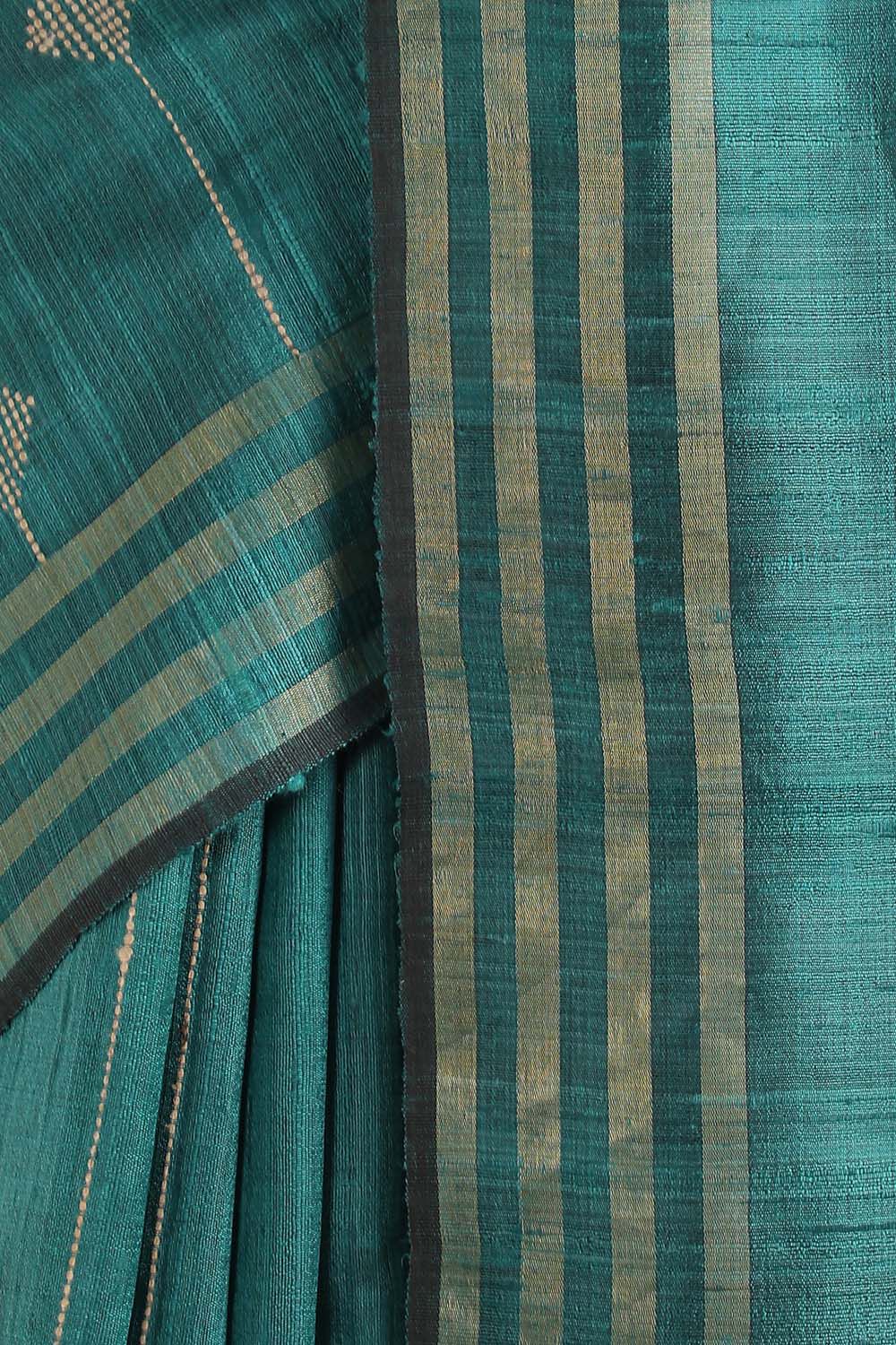 Green Pure Tussar Silk Bhagalpuri Saree image number null
